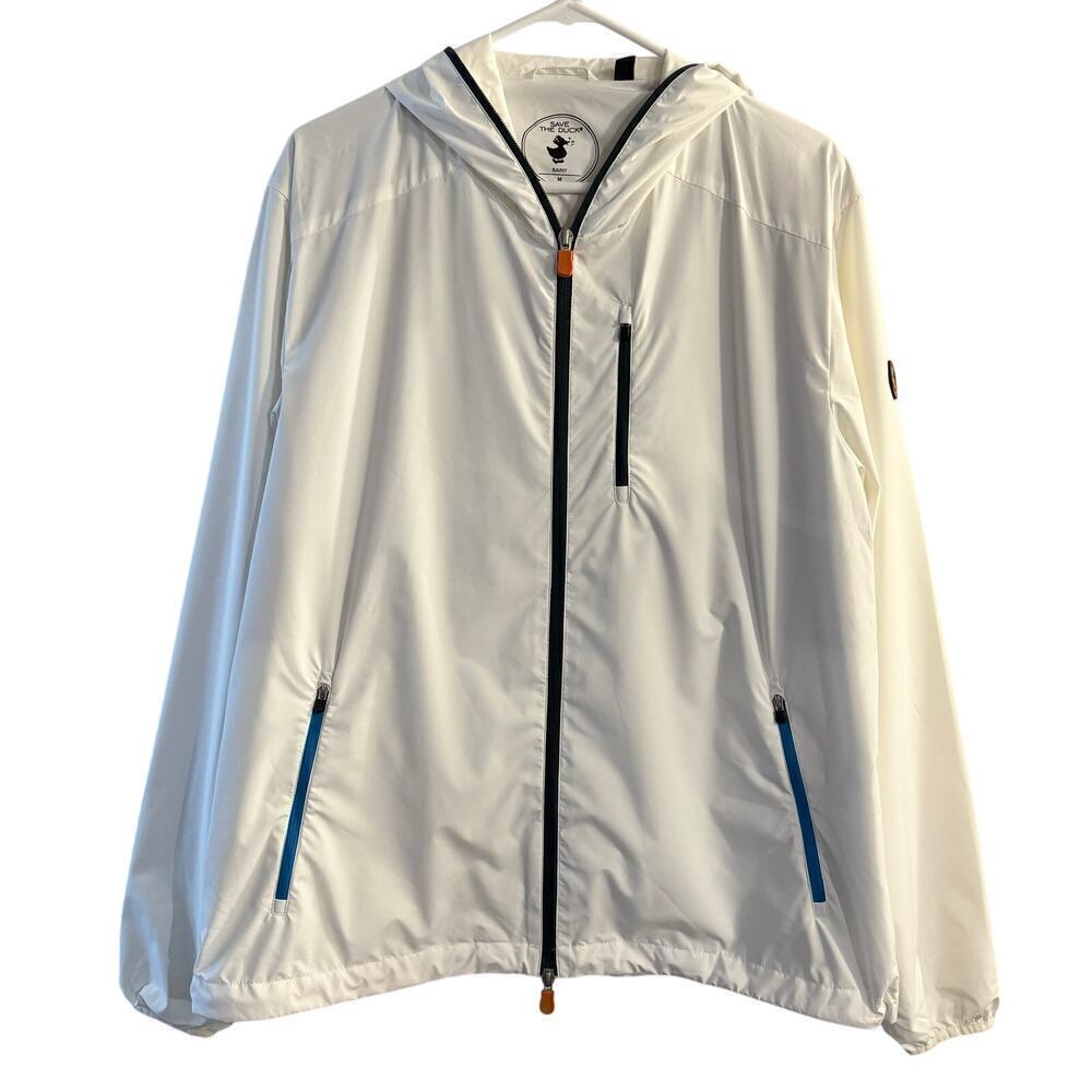 Save The Duck Rainy Jacket Lightweight Full Zip Hooded White Men’s Size Medium